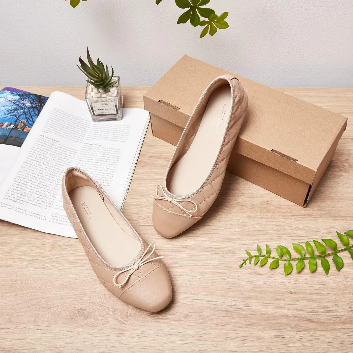 Women's Round Toe Ballet Flats Comfortable Bow Dressy Flats Shoes for Women