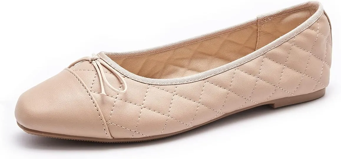 Women's Round Toe Ballet Flats Comfortable Bow Dressy Flats Shoes for Women