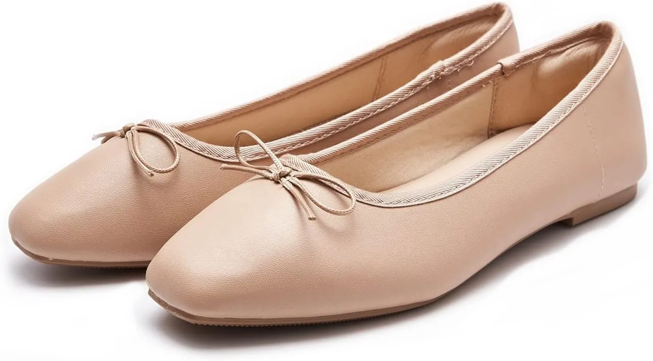 Women's Round Toe Ballet Flats Comfortable Bow Dressy Flats Shoes for Women
