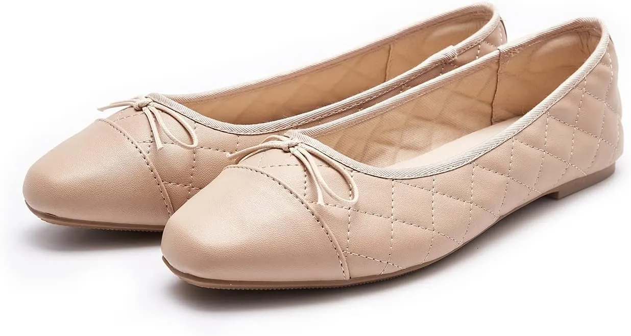Women's Round Toe Ballet Flats Comfortable Bow Dressy Flats Shoes for Women