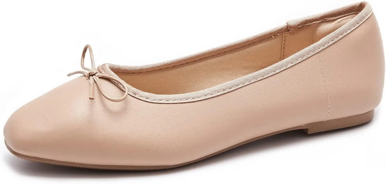Women's Round Toe Ballet Flats Comfortable Bow Dressy Flats Shoes for Women