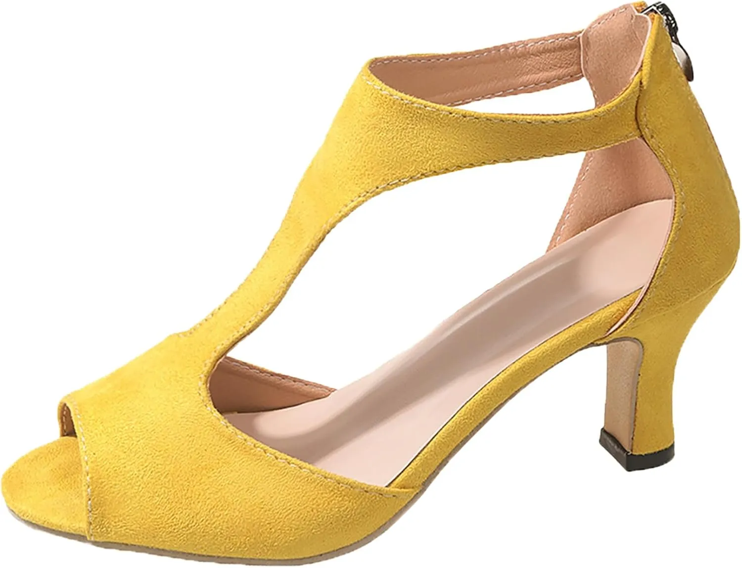 Womens Sandals Comfortable High Heels Dressy Sandals with Ankle Strap Back Zipper