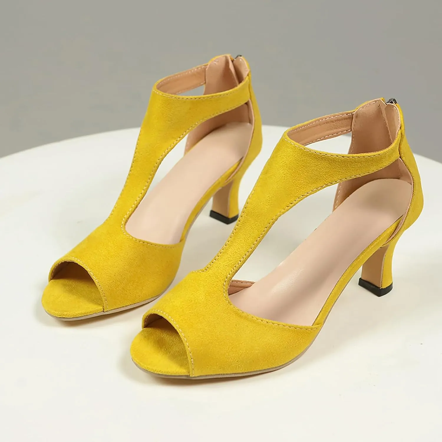 Womens Sandals Comfortable High Heels Dressy Sandals with Ankle Strap Back Zipper