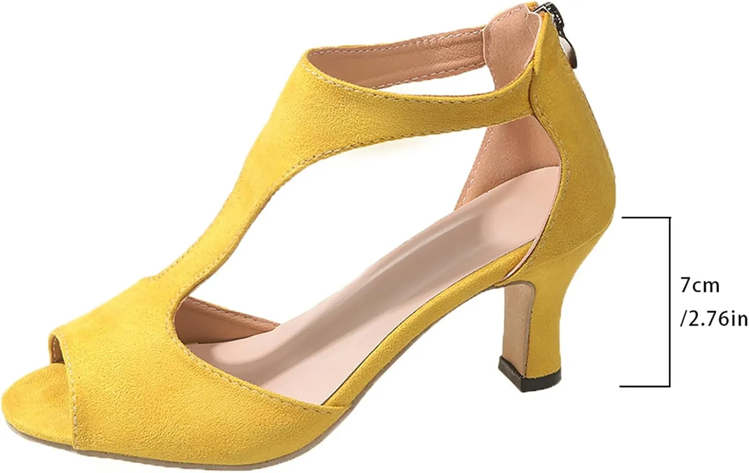 Womens Sandals Comfortable High Heels Dressy Sandals with Ankle Strap Back Zipper