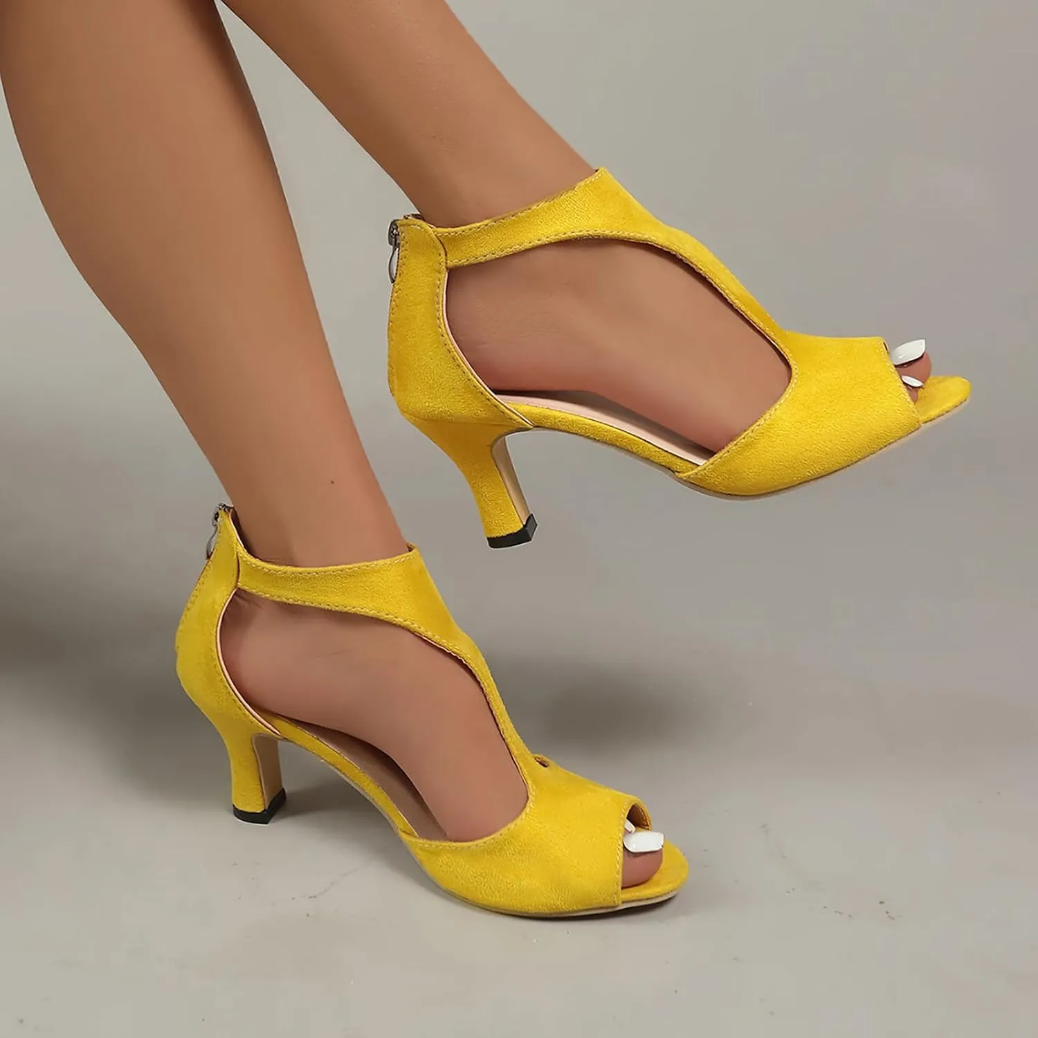 Womens Sandals Comfortable High Heels Dressy Sandals with Ankle Strap Back Zipper