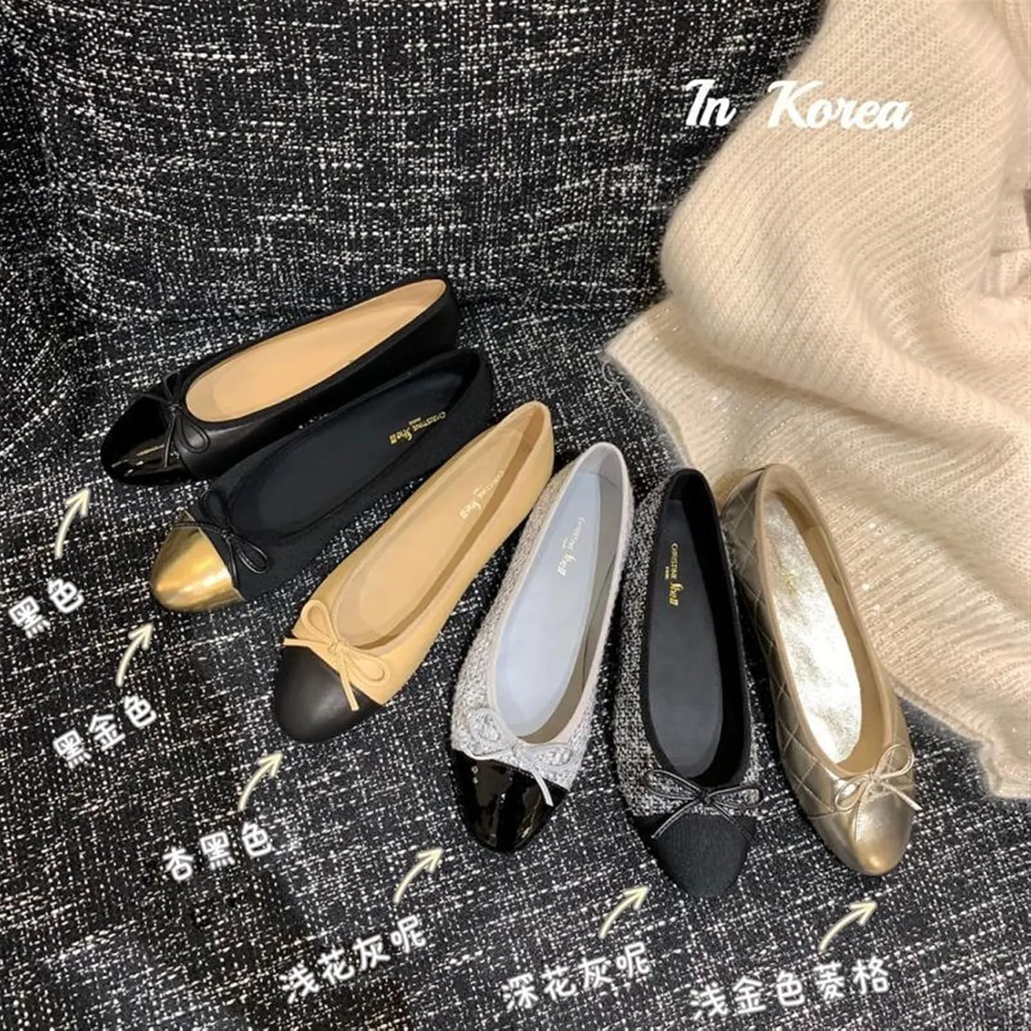 Womens Shoes Round Toe Bow Ballet Flat Shoes Women Real Sheep Skin Low Heels Casual Shoes