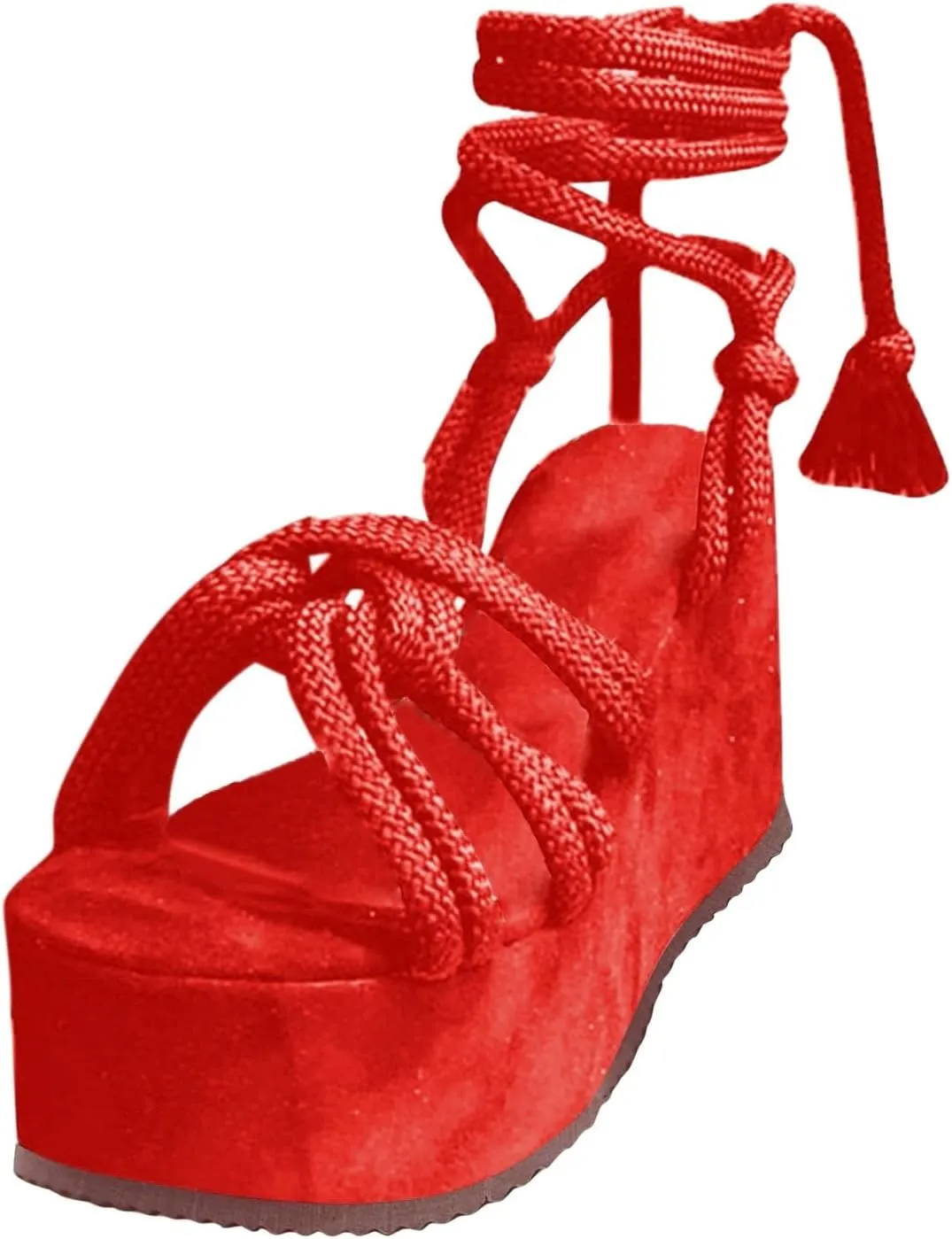 Women's Wedge Sandals Open Toe Summer Platforms Lace Up Comfortable Boho Sandals Slip On Dressy Walking Shoes