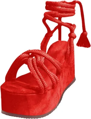 Women's Wedge Sandals Open Toe Summer Platforms Lace Up Comfortable Boho Sandals Slip On Dressy Walking Shoes