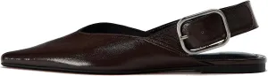 Women's Wide Welt Buckle Ballet Flats Pointed Toe Slingback Mules Mary Jane Flat Ballerina Shoes