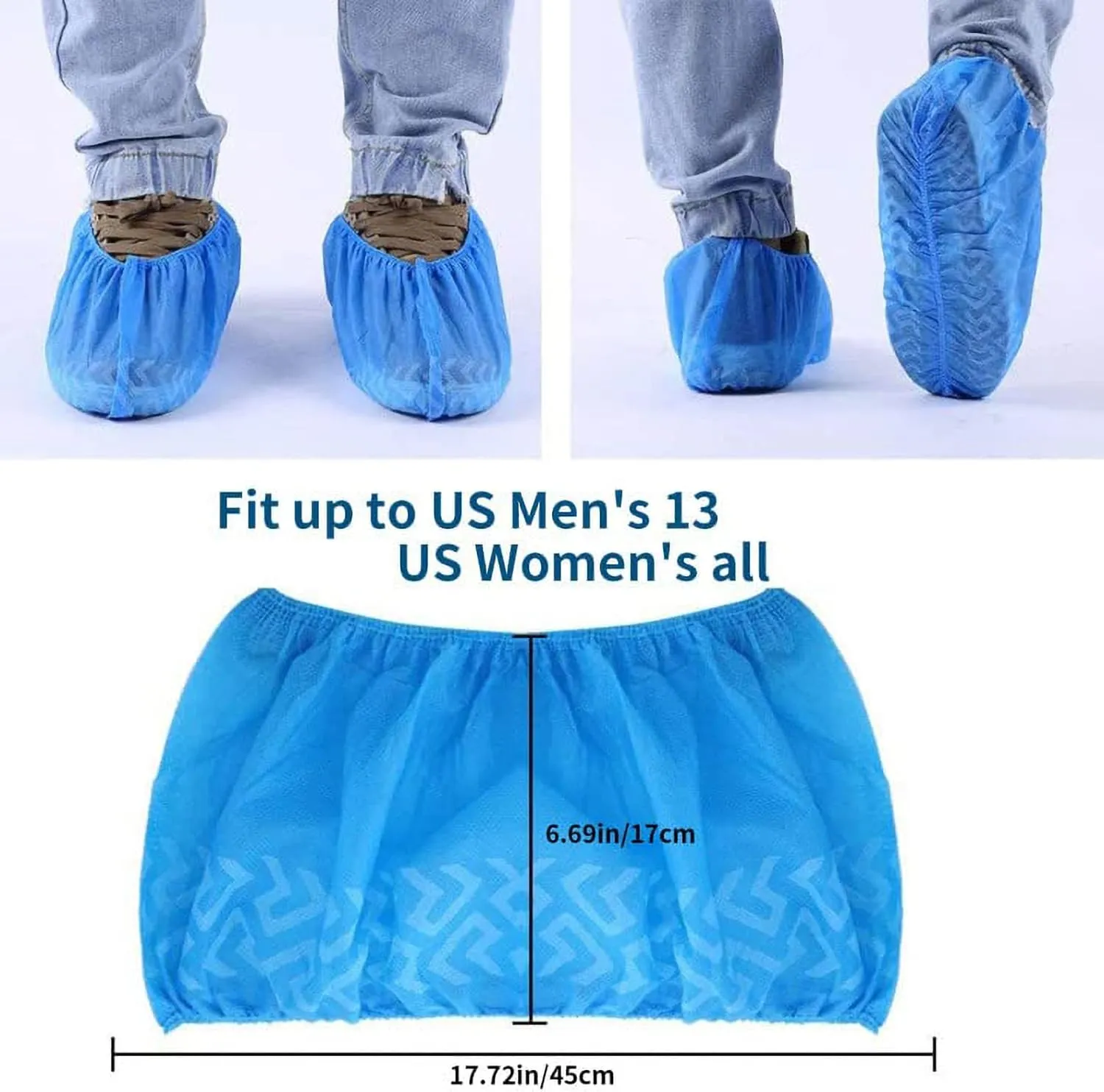 X-Large Shoe Covers Disposable 200 Pack (100 Pairs),Fit Shoe Sizes to Men's 13, Non-Slip, Durable, Indoor