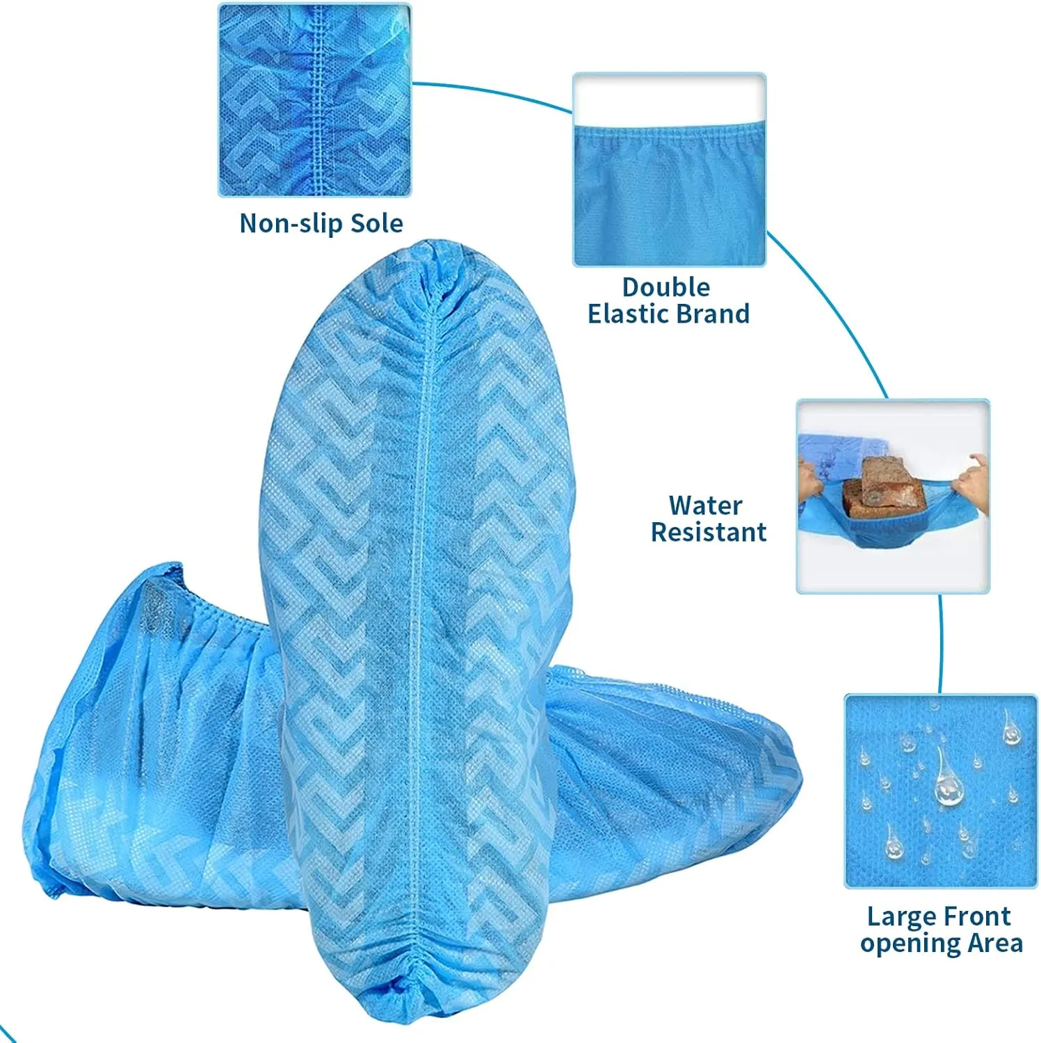 X-Large Shoe Covers Disposable 200 Pack (100 Pairs),Fit Shoe Sizes to Men's 13, Non-Slip, Durable, Indoor
