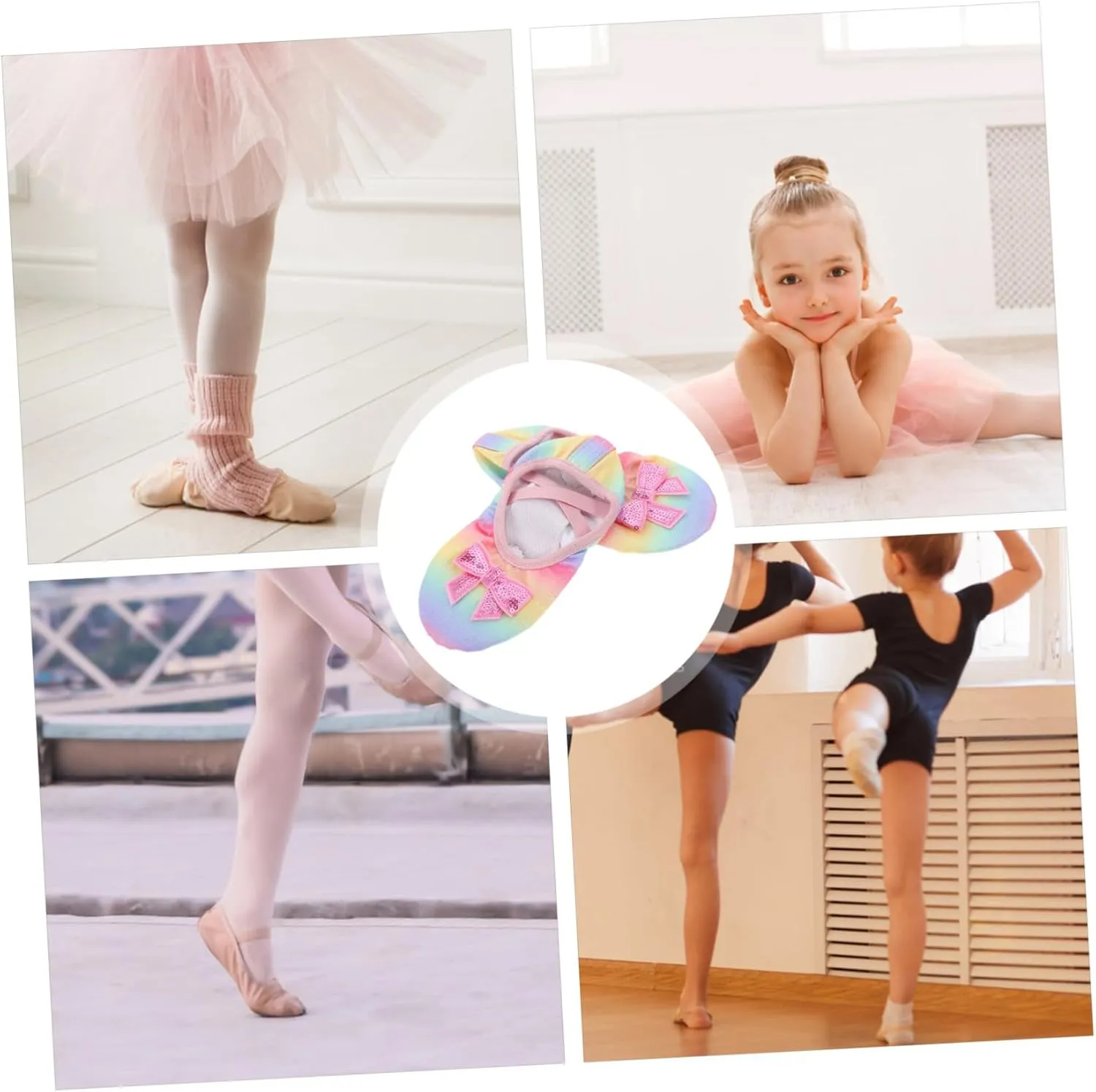 YARNOW Iridescent Ballet Slippers Comfortable Dance Shoes for Soft Sole Design for Practice and Performances No
