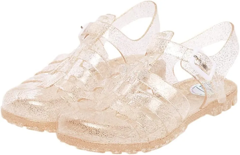 Yehopere Women's Jelly Sandals T-Strap Slingback Bling Beach 80s 90s Retro Flat Shoes