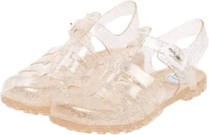 Yehopere Women's Jelly Sandals T-Strap Slingback Bling Beach 80s 90s Retro Flat Shoes