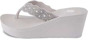 Yellow Box Women's Winny Wedge Sandal, Round Toe, Medium-High 2.75 Inch Heel, 1 Inch Platform Comfortable Flip-Flop