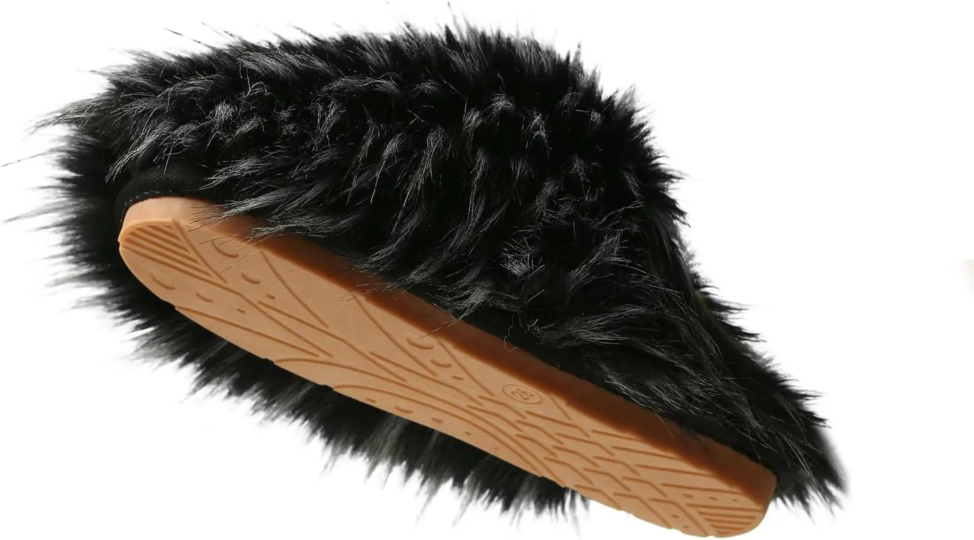 YESBOR Women's Faux Fur Fluffy Fuzzy Slippers Closed Toe Warm Winter House Slides Shoes