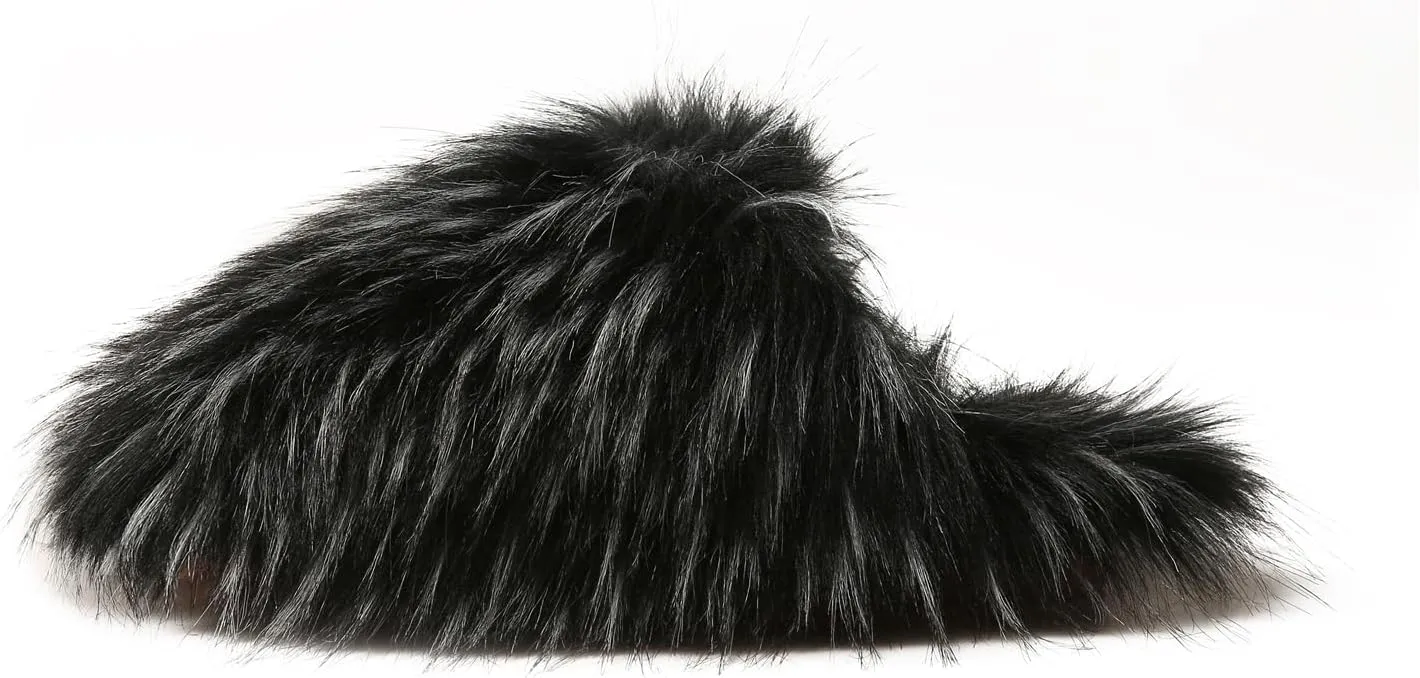 YESBOR Women's Faux Fur Fluffy Fuzzy Slippers Closed Toe Warm Winter House Slides Shoes