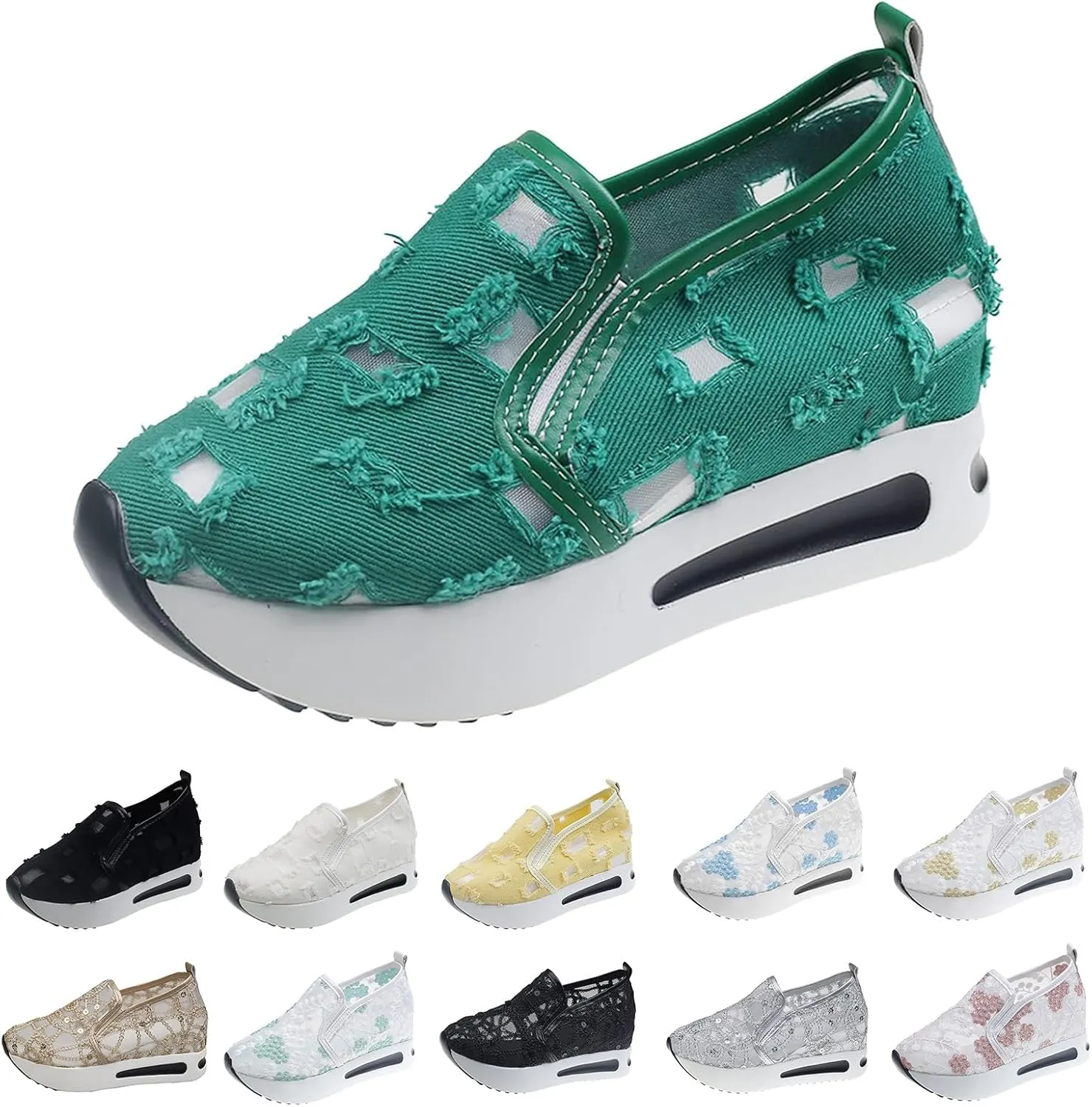 ZWRXW Platform Sneakers for Women Mesh Up Non-Slip Platform Shoes Chunky Lightweight Comfortable Casual Walking Shoe Fashion Bride Wedding Shoes